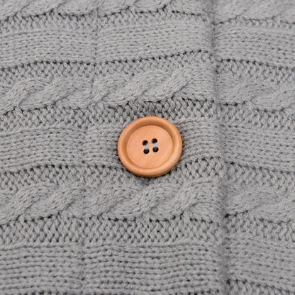 Swaddling blanket Stevvex gray knitted baby blanket with wooden button detail on Tampa Home & Garden Store