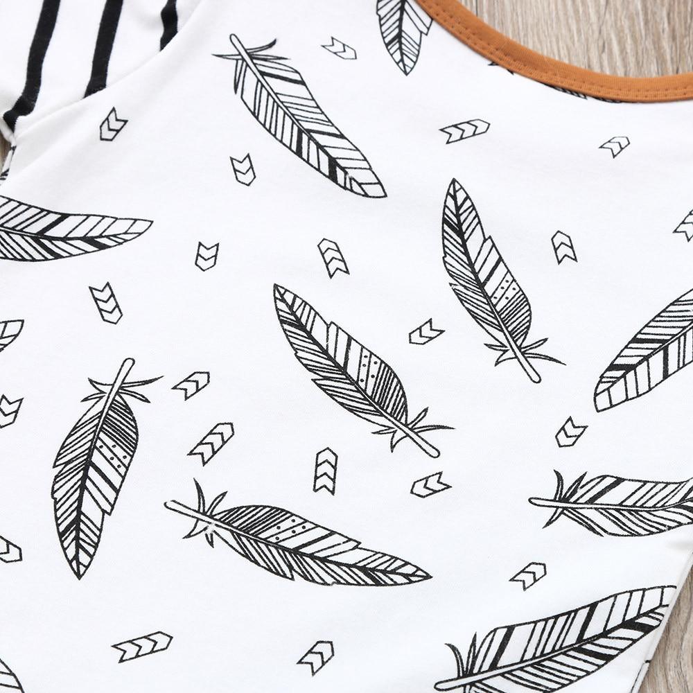 Stevvex Modern Babz kids pajama top white feather print with orange trim on Tampa Home & Garden Store