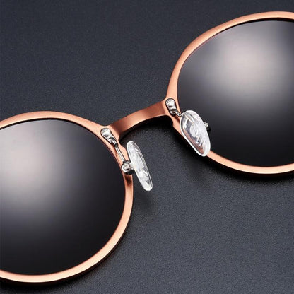 Stevvex round luxury polarized sunglasses with rose-gold metal frame and UV400 lenses on Tampa Home & Garden Store