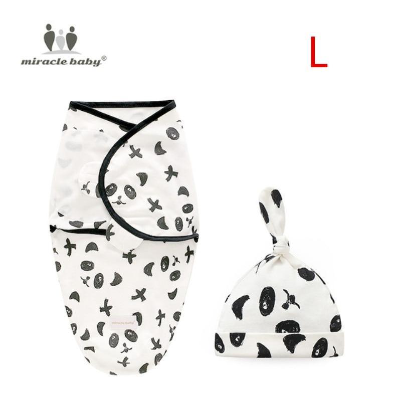 Stevvex baby swaddle blanket with cap, white with black abstract print, large 2-piece set on Tampa Home & Garden Store