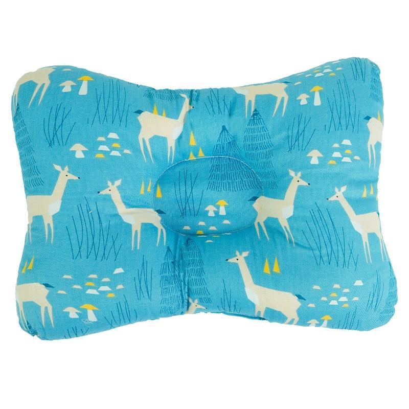 Stevvex blue animal-print nursing pillow with deer and curved head-support, nursery decor on Tampa Home & Garden Store
