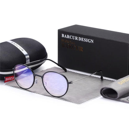 BARCUR round blue light blocking glasses with purple lenses, metal frame UV400 protection on Tampa Home & Garden Store