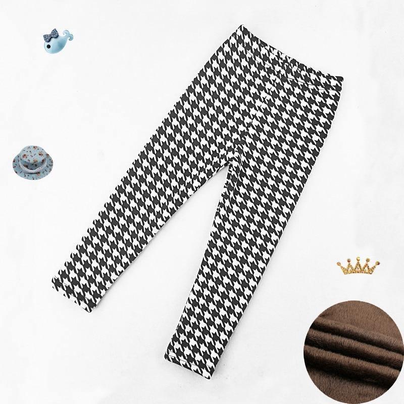 Baby girls leggings Stevvex in black and white houndstooth, thick warm pants for girls on Tampa Home & Garden Store