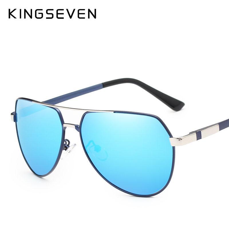 KINGSEVEN aviator sunglasses blue mirrored lenses metal frame unisex design on Tampa Home & Garden Store