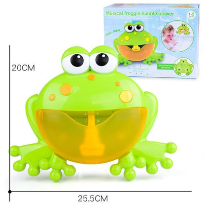 Green frog bubble blower bath toy with yellow belly for kids' bath time on Tampa Home & Garden Store