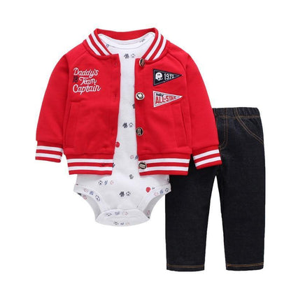 Stevvex baby cotton long sleeve hooded jacket set with romper and jeans unisex newborn on Tampa Home & Garden Store