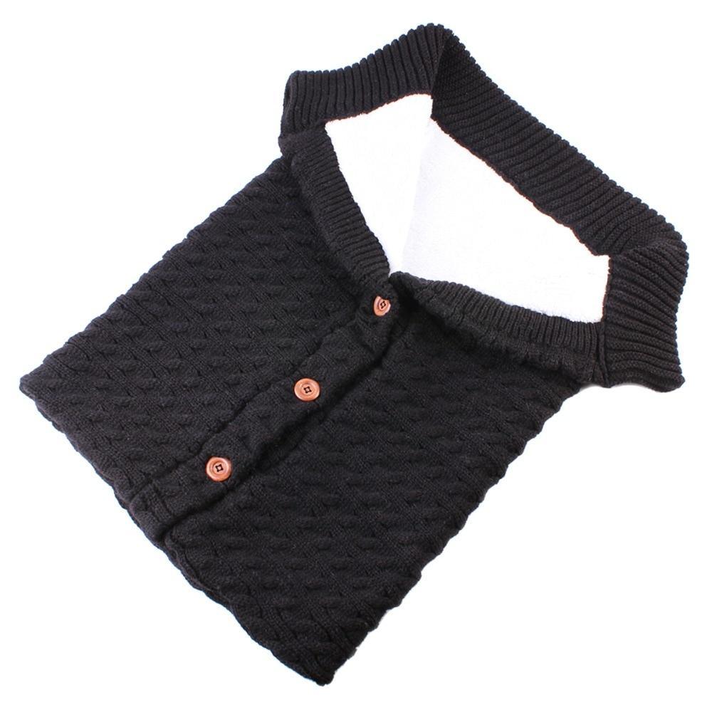 Swaddle blanket Stevvex handmade wool black with white lining and wooden buttons on Tampa Home & Garden Store