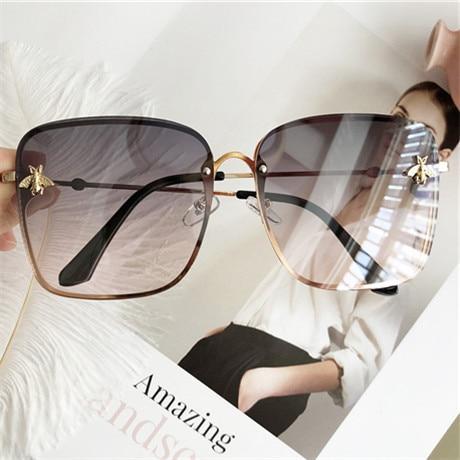 Stevvex oversized square sunglasses with gradient lenses and gold-tone frame UV400 on Tampa Home & Garden Store