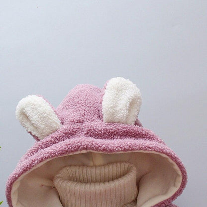 Stevvex baby hooded pink fuzzy velvet coat with white bunny ears on Tampa Home & Garden Store