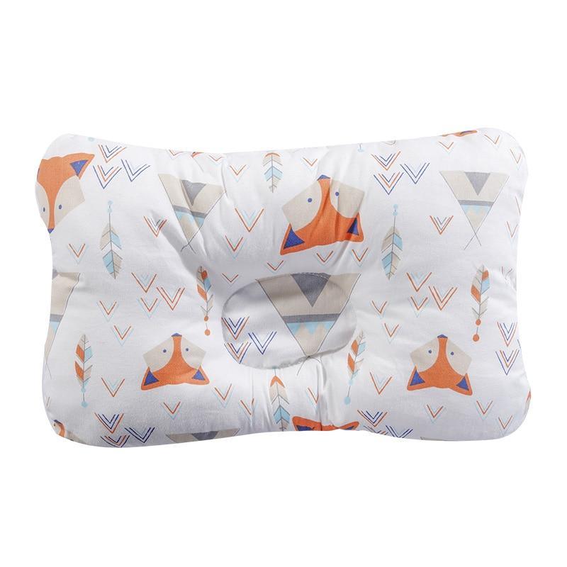 Stevvex nursing pillow with animal print in white, orange and teal, curved head-shaping design on Tampa Home & Garden Store