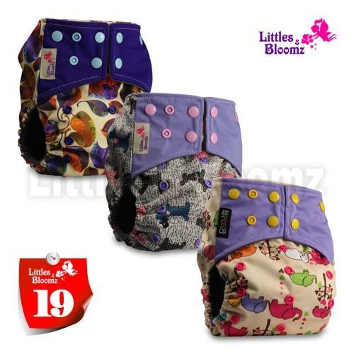 Stevvex cloth pocket nappies set of 3 in assorted colorful prints for babies on Tampa Home & Garden Store