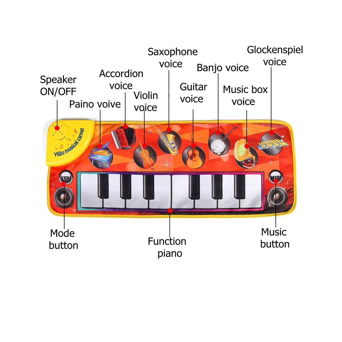 Stevvex kids musical piano keyboard carpet with colorful keys and mode/function buttons on Tampa Home & Garden Store