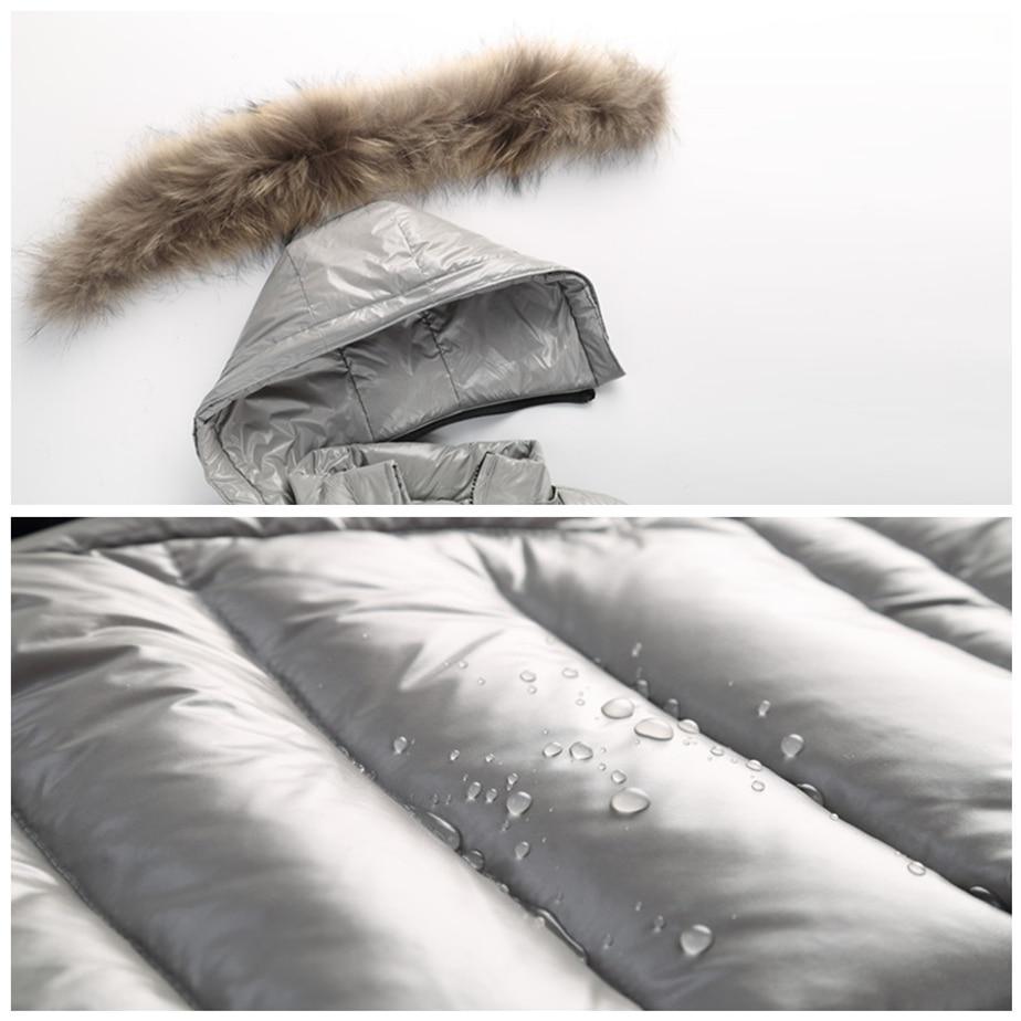 Stevvex Winter Snowsuit for Babies Silver puffer with fur hood water-resistant on Tampa Home & Garden Store