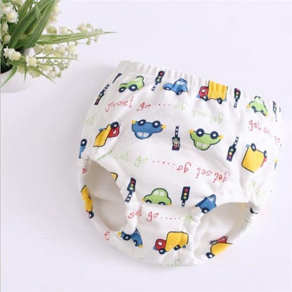 Stevvex baby cotton training pants cloth diaper with vehicle print 6-layer reusable nappies on Tampa Home & Garden Store