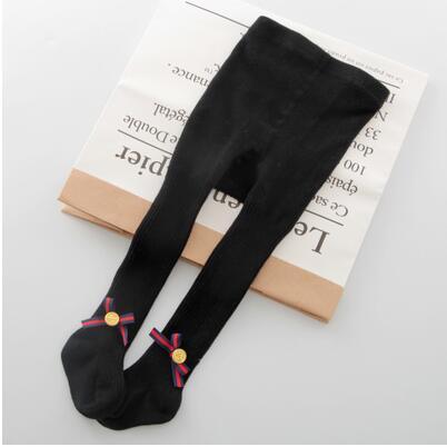 Stevvex children's bowknot tights for babies, black cotton-knit tights with bow accents on Tampa Home & Garden Store