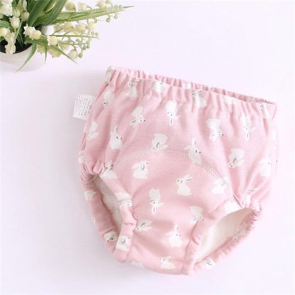 Stevvex 6 Layer Baby Cotton Training Pants pink bunny print reusable cloth diaper on Tampa Home & Garden Store