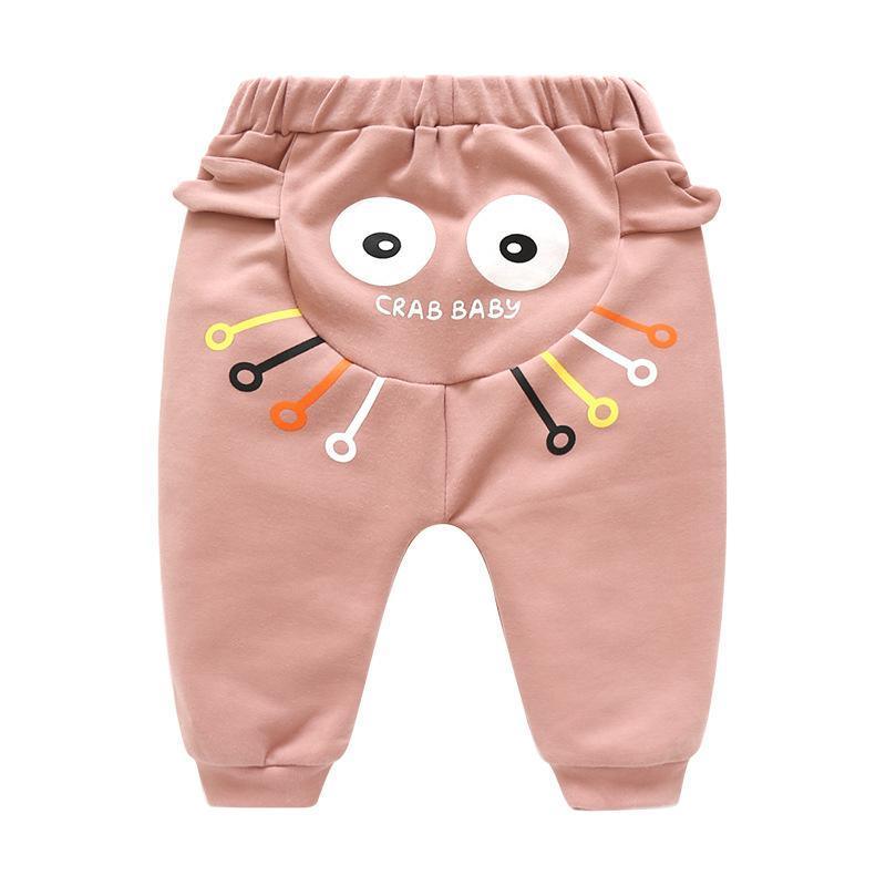 Stevvex pink cartoon crab print baby pants, high waist, spring style for boys and girls on Tampa Home & Garden Store