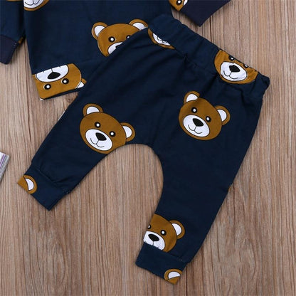 Baby boy pajama set Stevvex navy bear-print 2-piece with long sleeve top and pants on Tampa Home & Garden Store