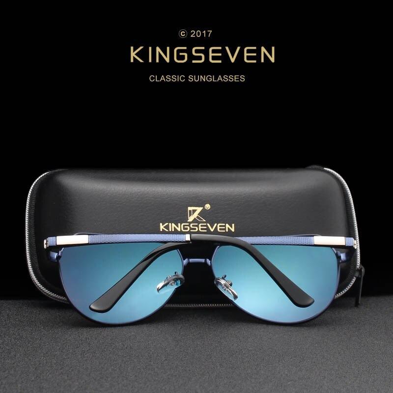 Sunglasses KingSeven Classic with blue mirrored lenses and black frame in logo case on Tampa Home & Garden Store