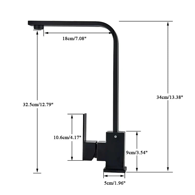 DecorBites kitchen faucet with tall curved black spout and single lever hot/cold mixer on Tampa Home & Garden Store