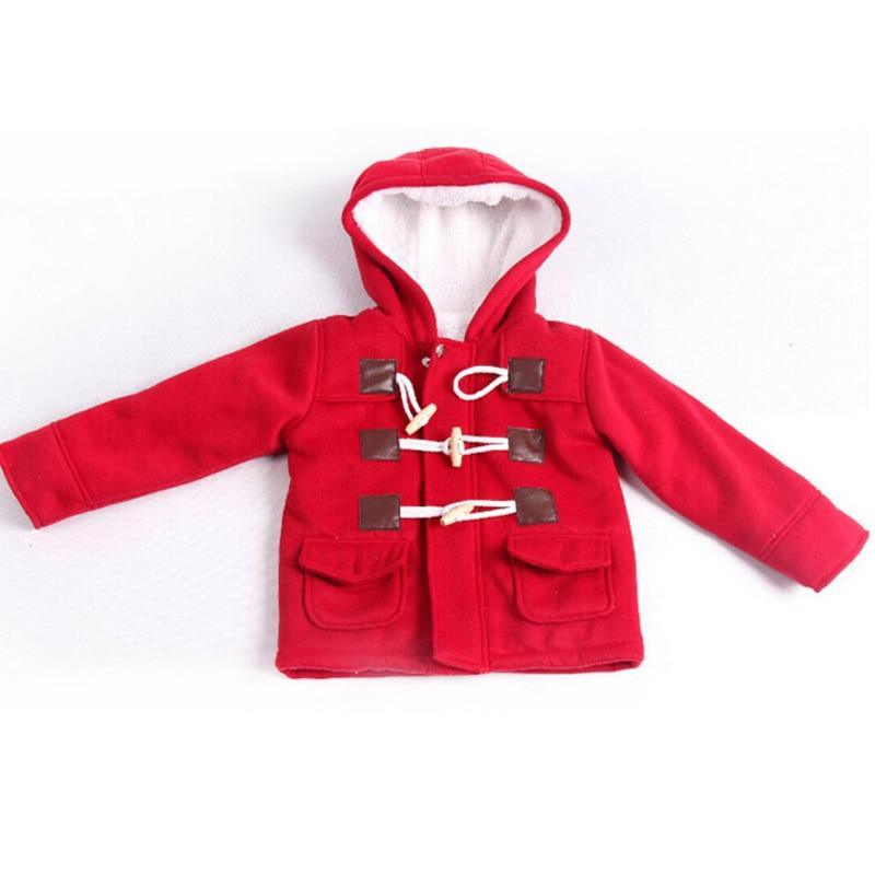 Infant red hooded winter jacket with white fleece lining, toggle closures, and front pockets Stevvex on Tampa Home & Garden Store