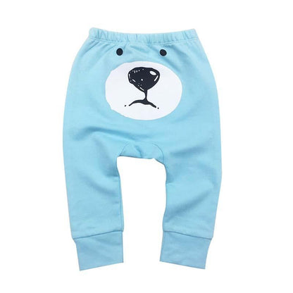 Stevvex baby pants blue with bear face print, 6-24 months on Tampa Home & Garden Store