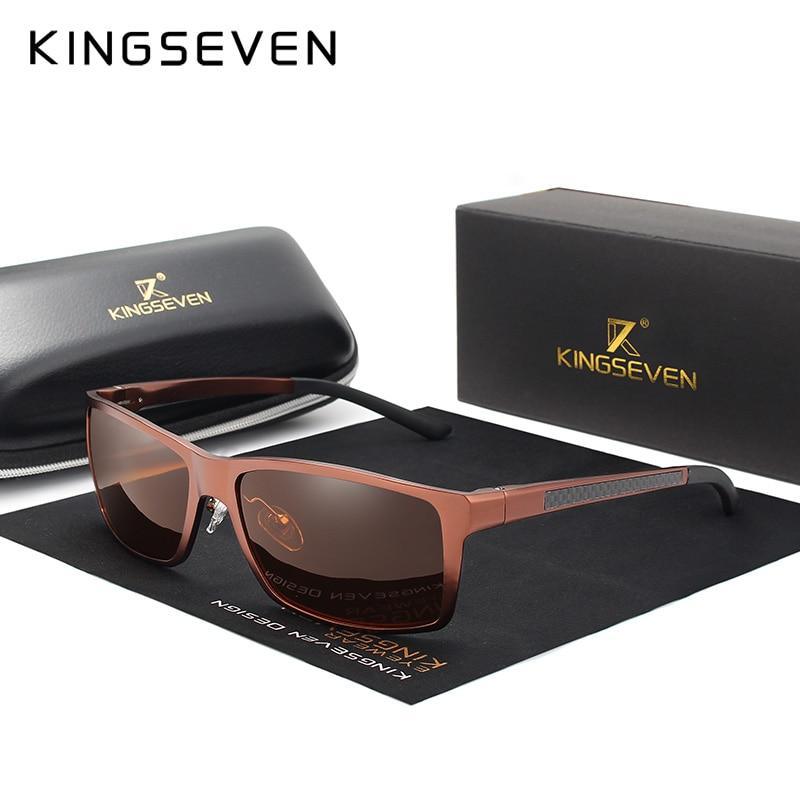 Sunglasses KINGSEVEN brown aluminum magnesium frame polarized UV400 unisex on Tampa Home & Garden Store