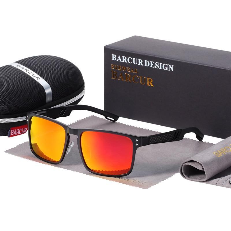 Stevvex aluminium magnesium sport sunglasses with polarized UV400 orange mirrored lenses on Tampa Home & Garden Store
