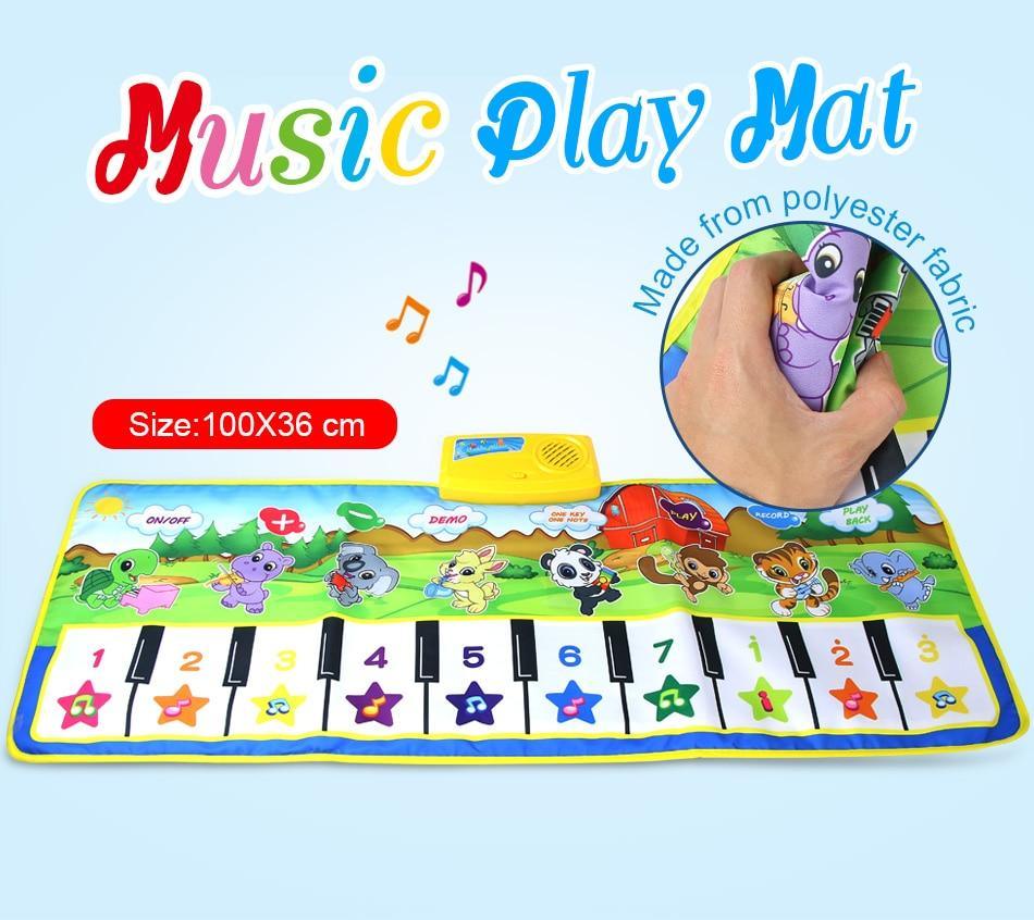 Stevvex Animals Musical Mat Carpet with 10-key piano, colorful animal scene, size 100x36 cm on Tampa Home & Garden Store