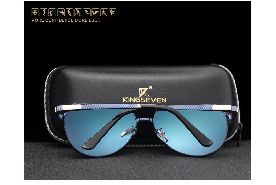 Stevvex polarized aviator sunglasses with blue mirrored lenses, unisex design, KINGSEVEN case on Tampa Home & Garden Store