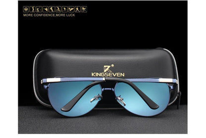 Stevvex polarized aviator sunglasses with blue mirrored lenses, unisex design, KINGSEVEN case on Tampa Home & Garden Store