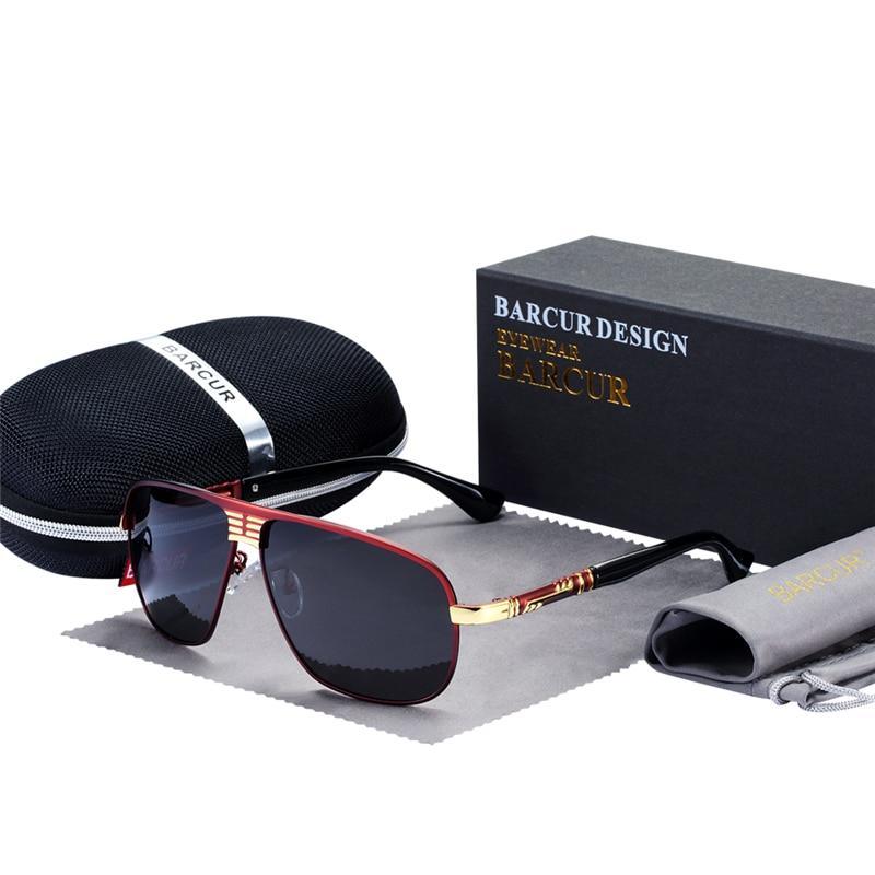 Stevvex polarized sunglasses red and black frame with UV400 protection includes case on Tampa Home & Garden Store