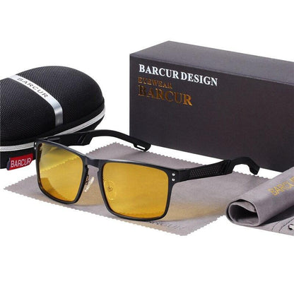 BARCUR men's sunglasses luxury sport yellow polarized lenses UV400 aluminium magnesium frame on Tampa Home & Garden Store