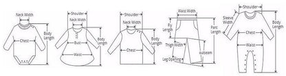 3-piece baby girl birthday outfit measurement charts diagrams Stevvex neck width chest waist on Tampa Home & Garden Store