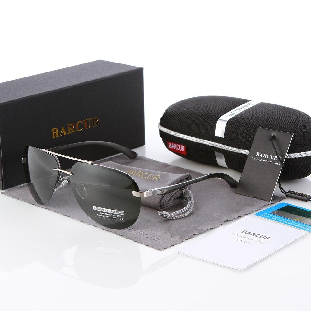 Barcur polarized aviator sunglasses with silver metal frame and UV400 lenses includes case on Tampa Home & Garden Store