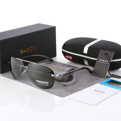 Barcur polarized aviator sunglasses with silver metal frame and UV400 lenses includes case on Tampa Home & Garden Store
