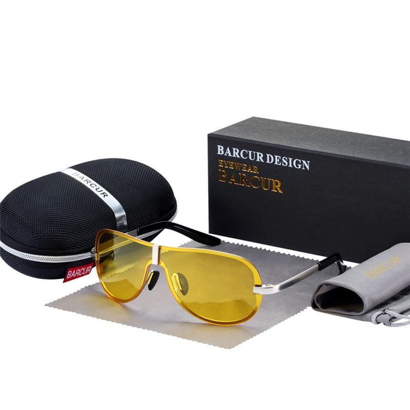 Stevvex polarized night vision sunglasses with yellow lenses and silver aviator frame UV400 on Tampa Home & Garden Store