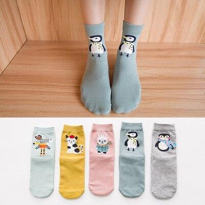 Stevvex 5-pair baby socks set, 100% cotton, unisex, assorted colors with cute cartoon animals on Tampa Home & Garden Store