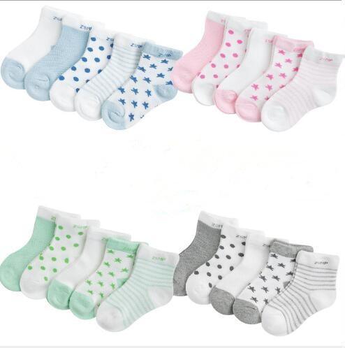 5-pair Stevvex Summer Mesh Socks stars and moon print thin breathable for boys and girls on Tampa Home & Garden Store