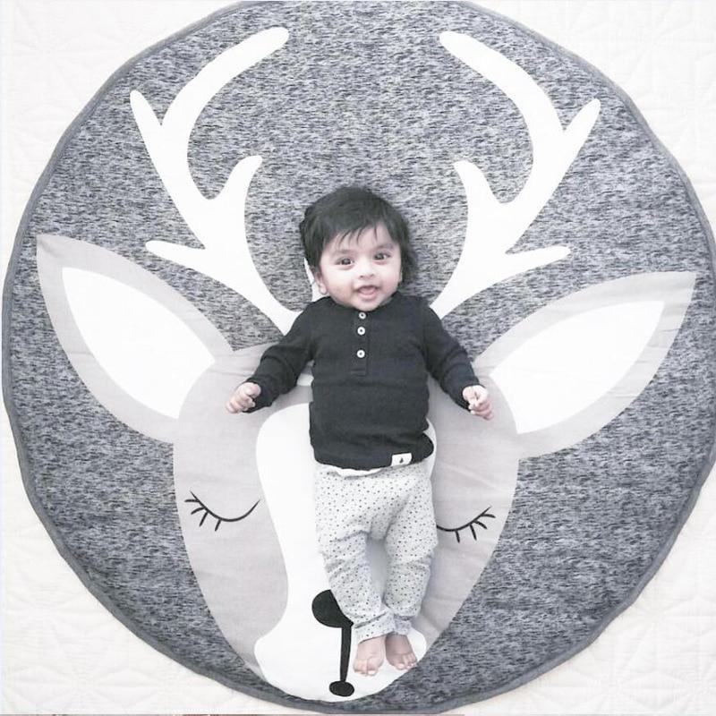 Round cotton animal baby carpet with deer face design by Stevvex on Tampa Home & Garden Store