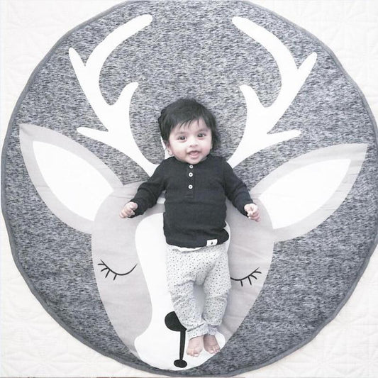 Round cotton animal baby carpet with deer face design by Stevvex on Tampa Home & Garden Store