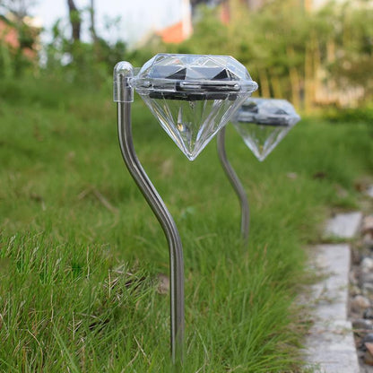 4 Pack Solar Diamond LED Lights and Garden Stakes