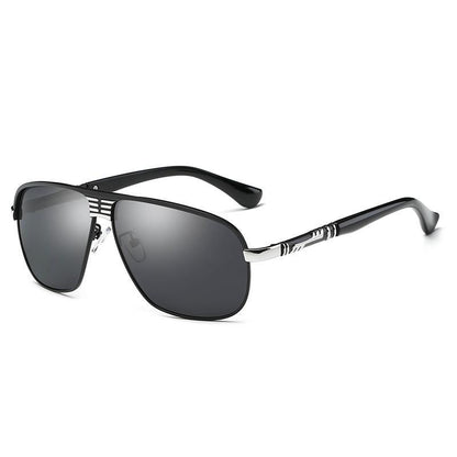 Unisex aviator sunglasses with black frame, silver temples, UV400 polarized lenses on Tampa Home & Garden Store