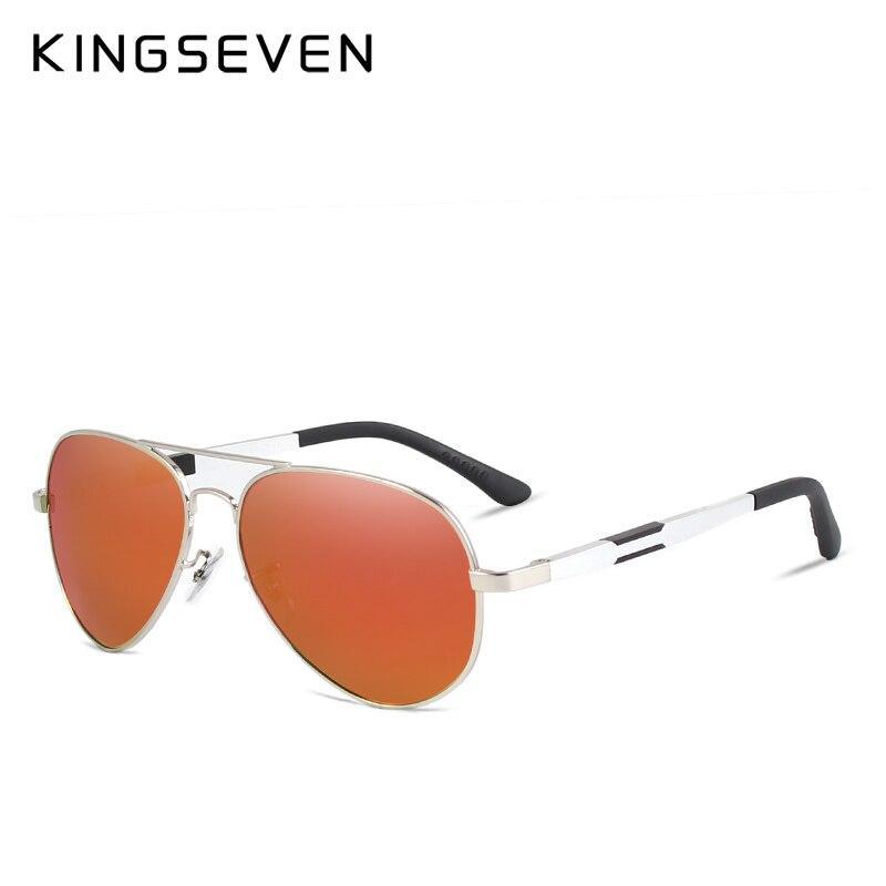 Kingseven aviator sunglasses with aluminum magnesium frame and orange polarized lenses on Tampa Home & Garden Store