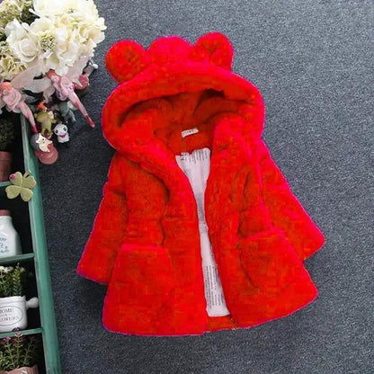 Winter Baby Girls Hooded Fleece Coat with Ears