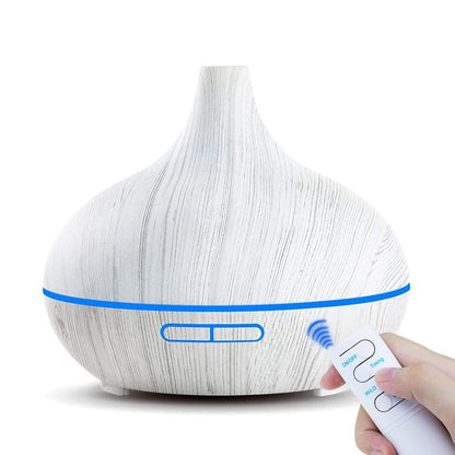 Aroma diffuser Stevvex 550ml wood-grain with ultrasonic mist, remote, 7-color LED on Tampa Home & Garden Store