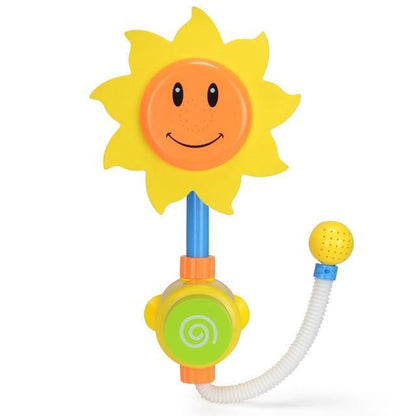 Stevvex sun-themed baby bubble bath toy with yellow sun, blue handle, green dial, and hose on Tampa Home & Garden Store