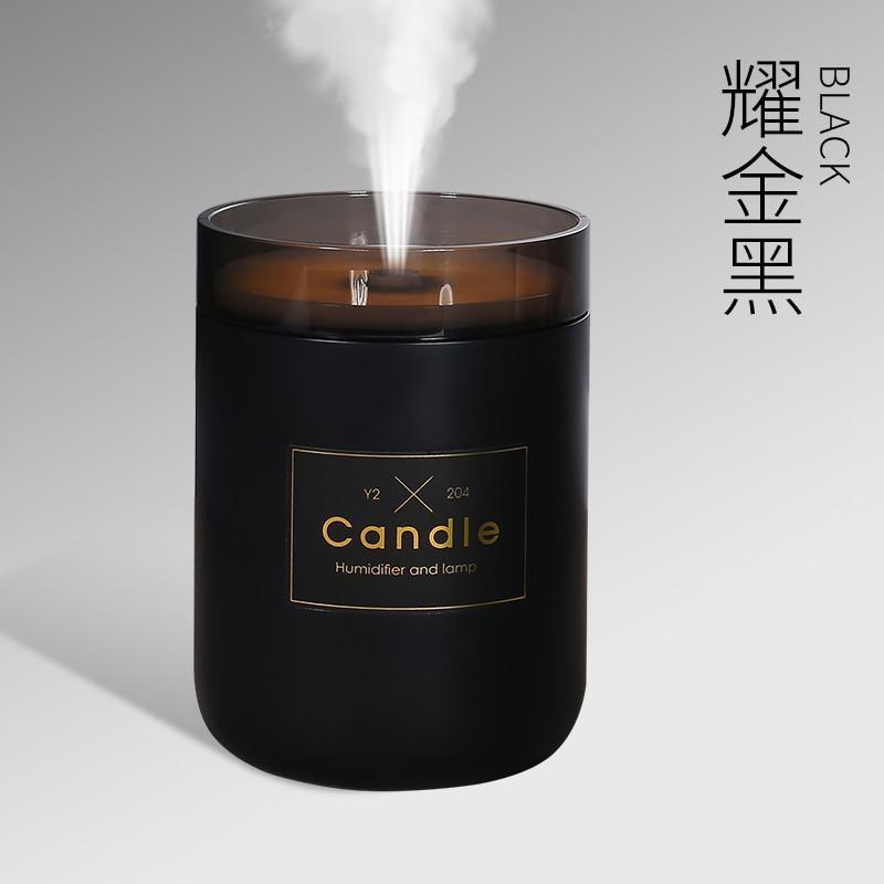 Stevvex 280ml black matte ultrasonic humidifier candle with amber top and soft light on Tampa Home & Garden Store