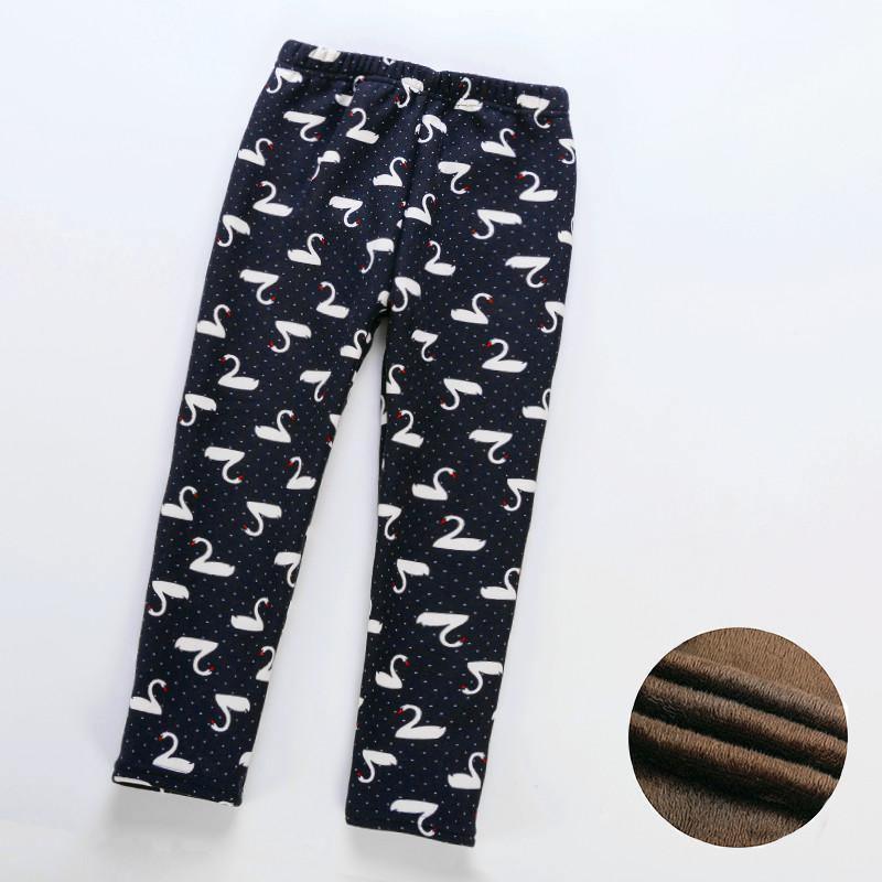 Stevvex ST15BY20598POLKA navy kids leggings with white swan print and thick fleece lining on Tampa Home & Garden Store