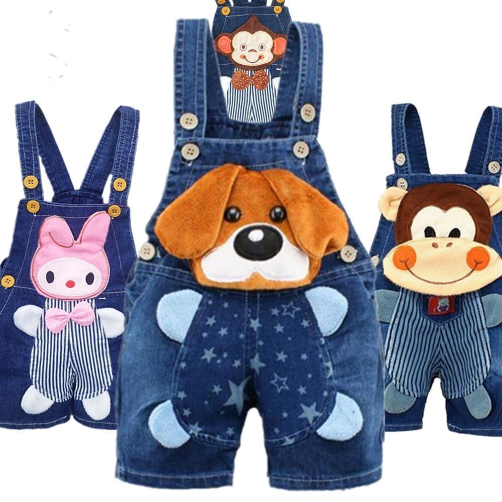 Baby denim overalls set with animal face patches, 3-pack outfits Stevvex on Tampa Home & Garden Store